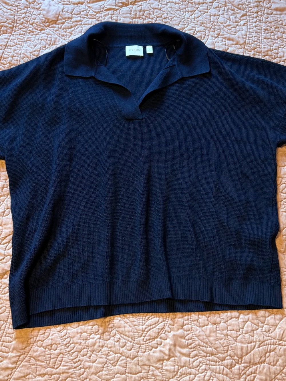 Cyrus Navy Knit Polo Sweater